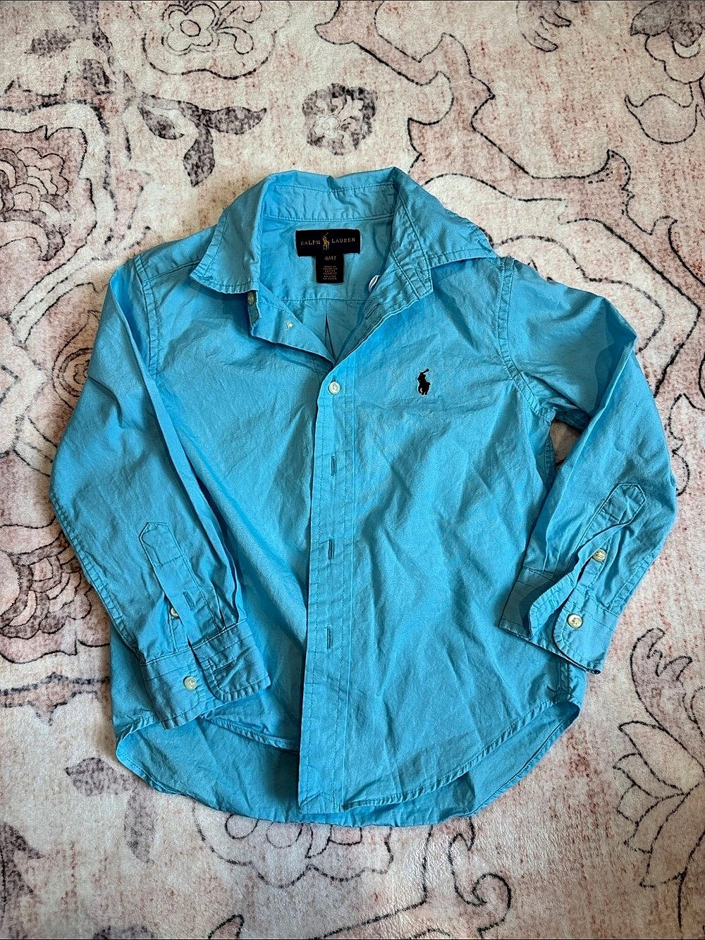Ralph Lauren Boys Long-Sleeve Cotton Button-Down Shirt Blue 4T